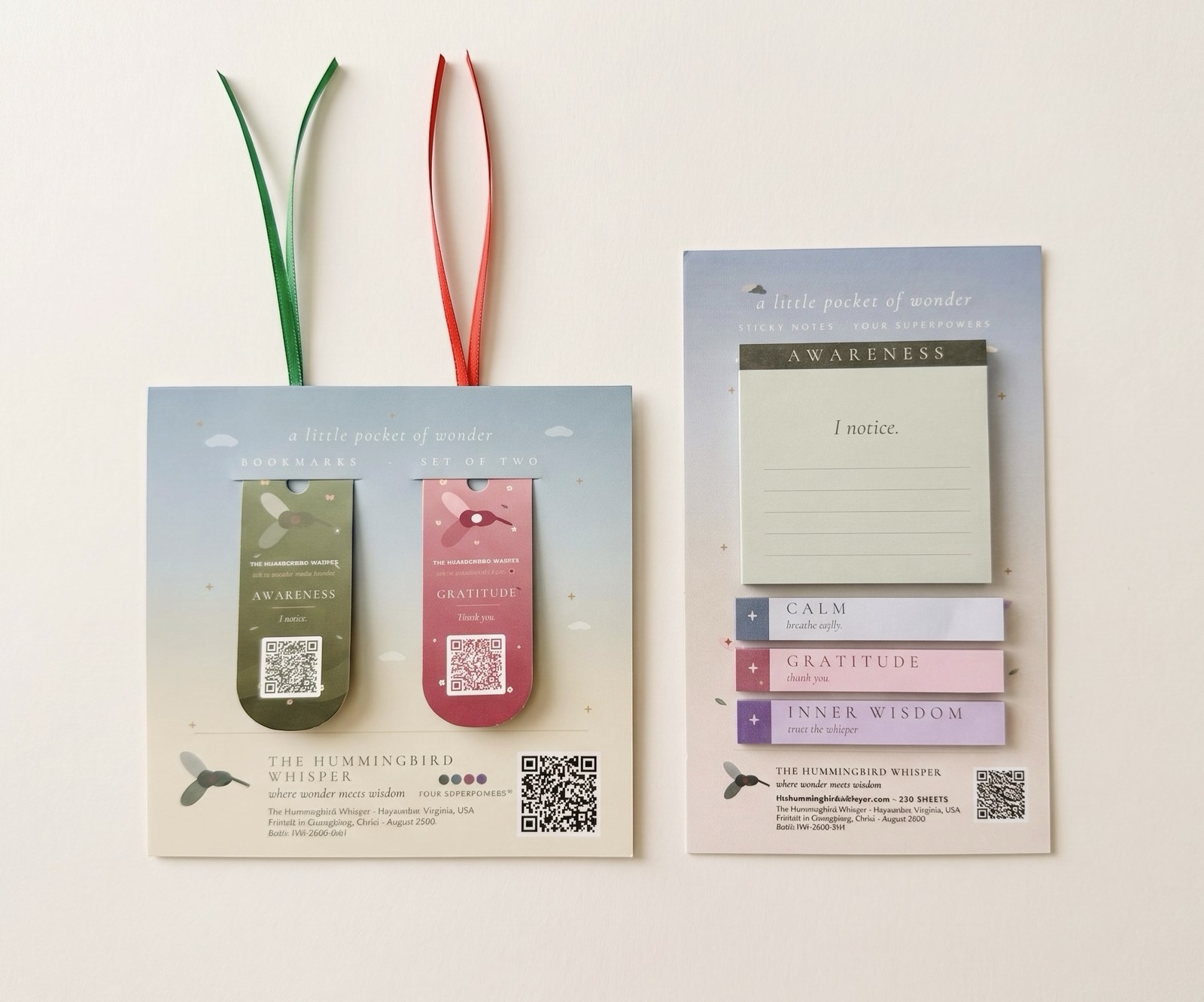 Included free with every bundle: set of 2 superpower bookmarks with ribbons and set of 4 superpower sticky note pads